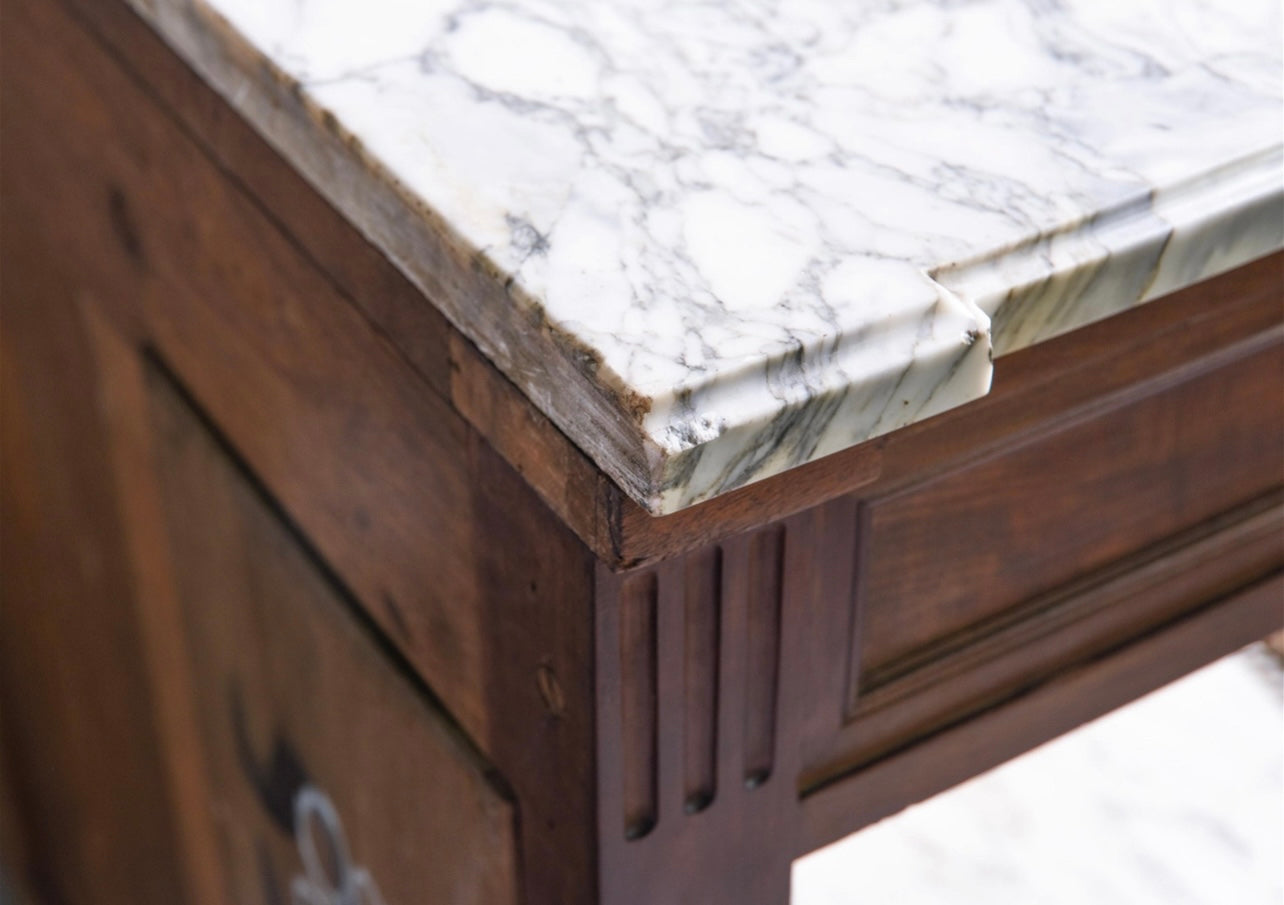 Louis XVI White Marble Top Buffet
