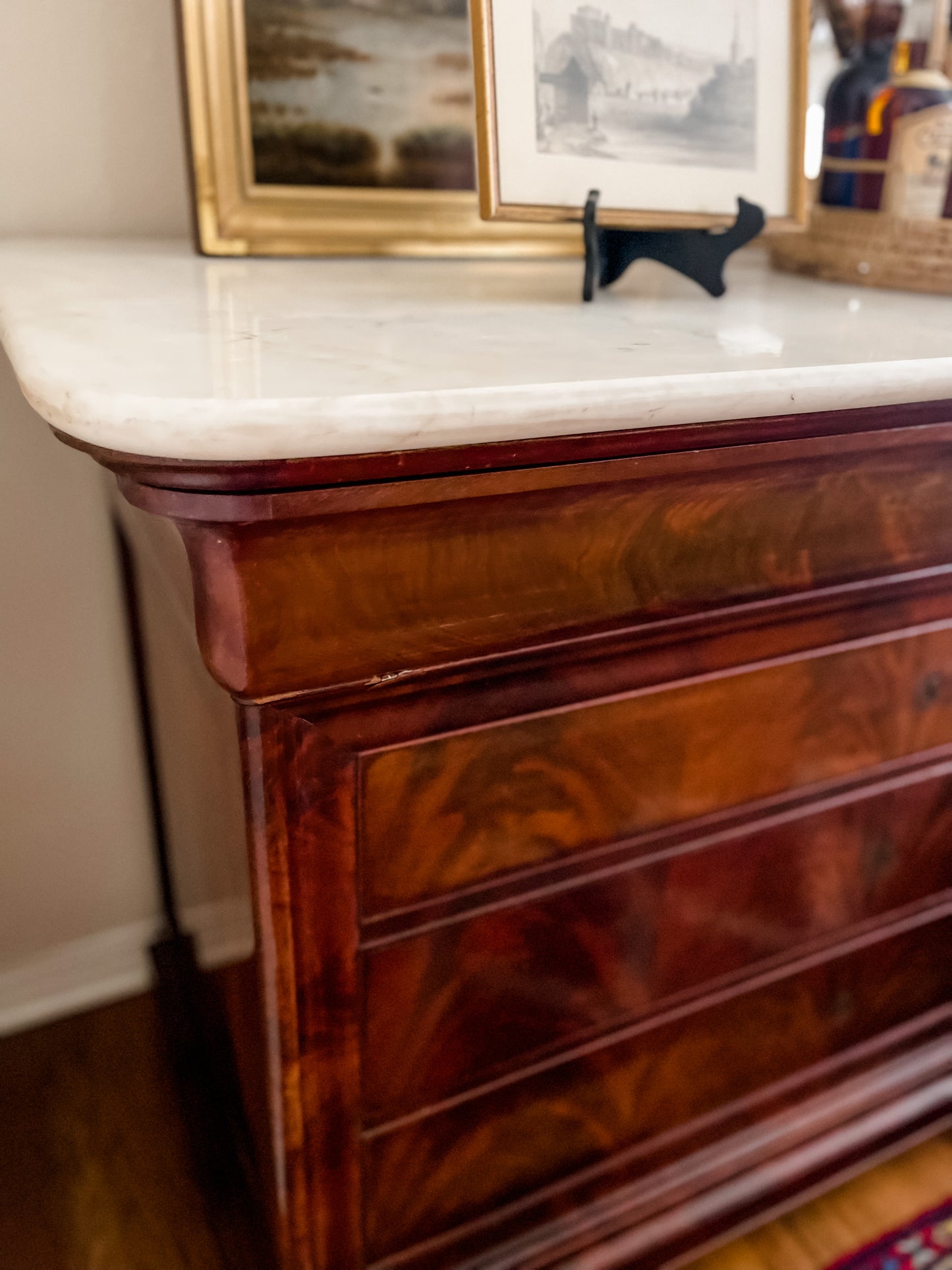 Mid 19th Century Louis Philippe White Marble Top Commode