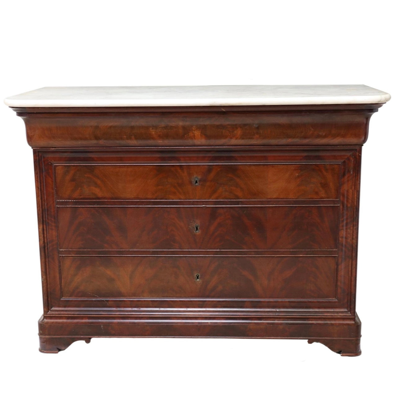 Mid 19th Century Louis Philippe White Marble Top Commode