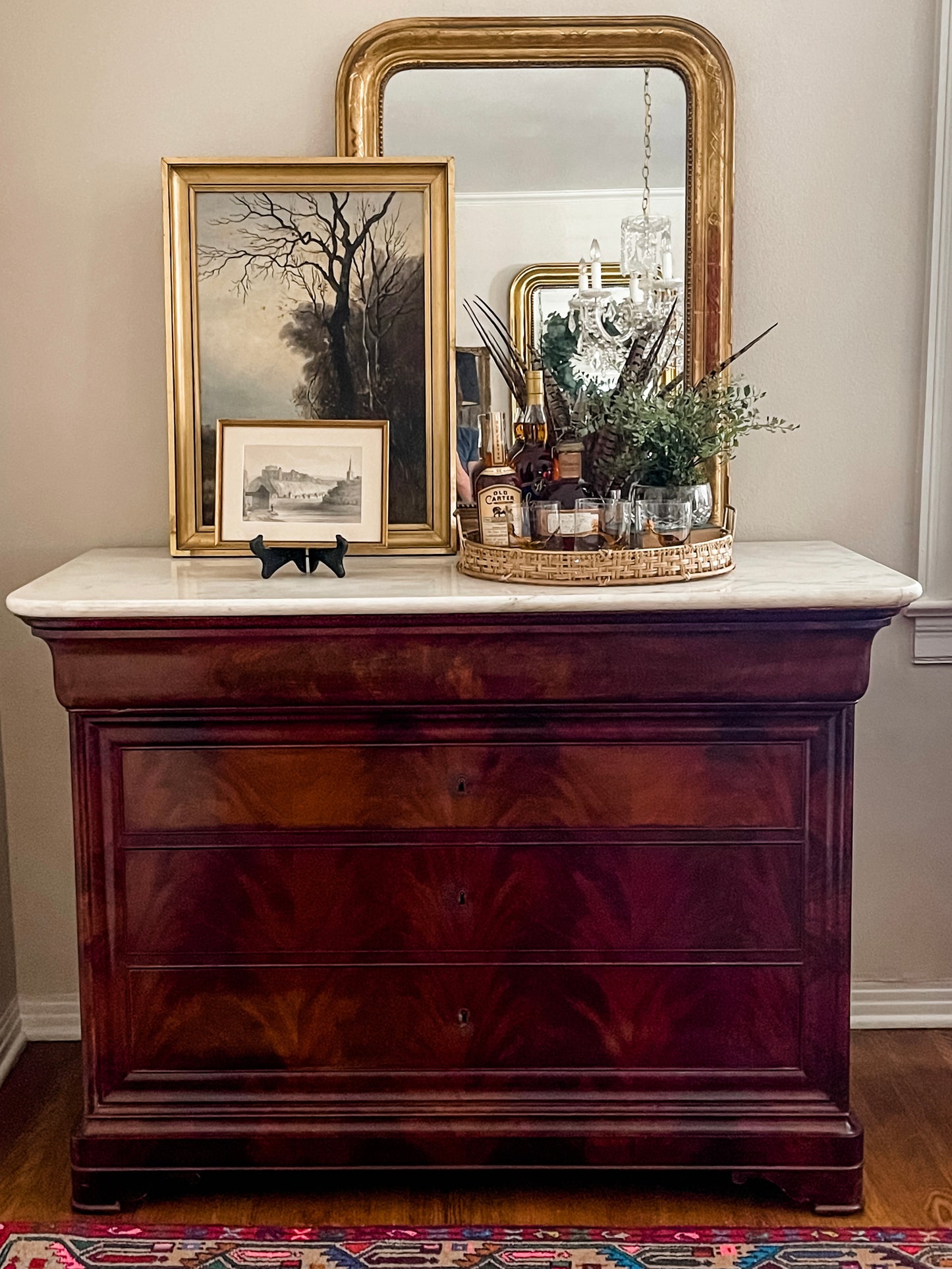 Mid 19th Century Louis Philippe White Marble Top Commode