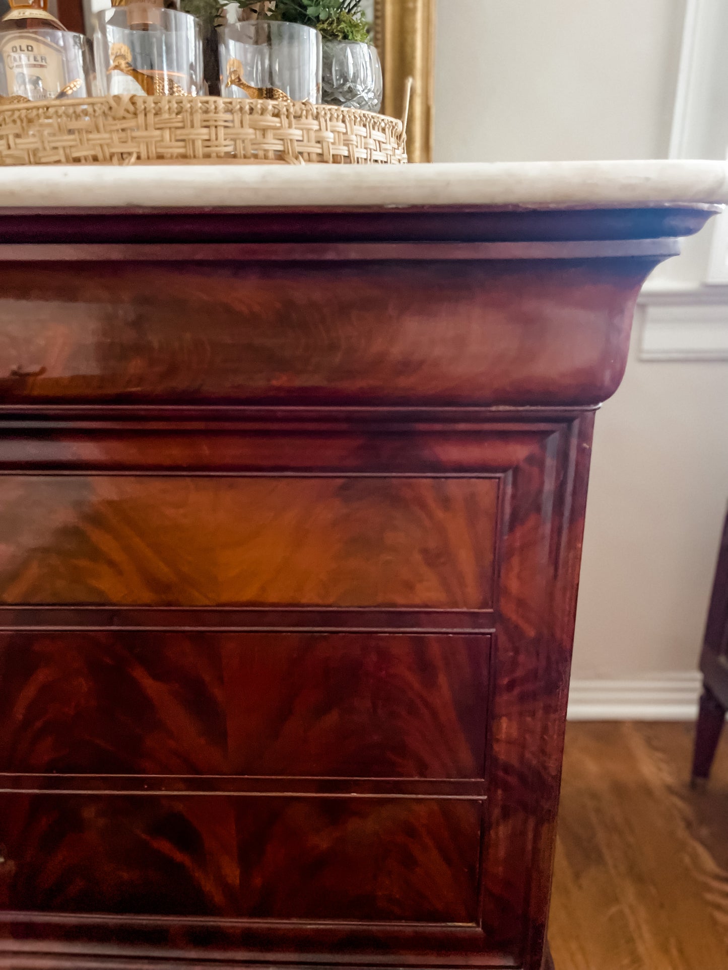 Mid 19th Century Louis Philippe White Marble Top Commode