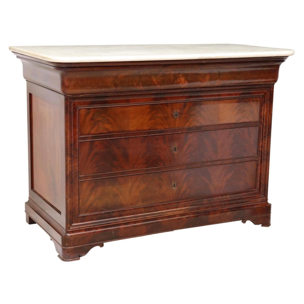 Mid 19th Century Louis Philippe White Marble Top Commode