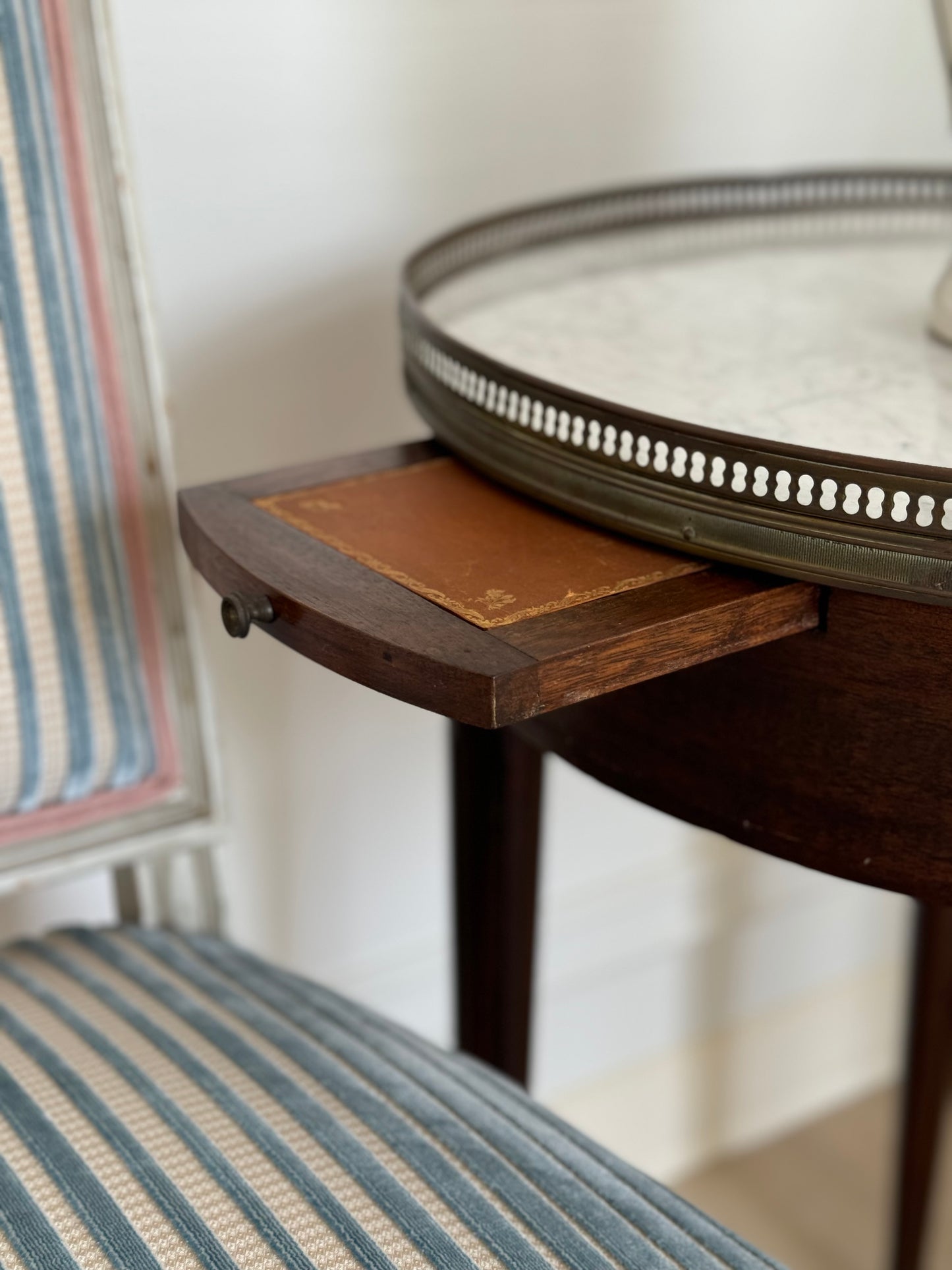 White Marble Top Bouillotte Table