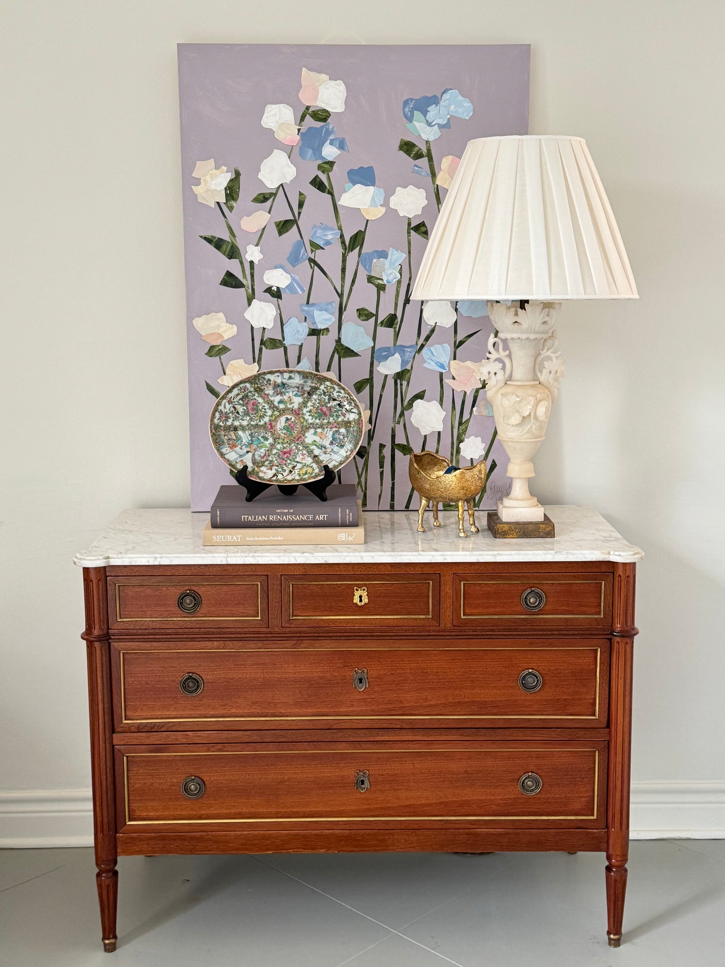 Louis XVI White Marble Top Commode