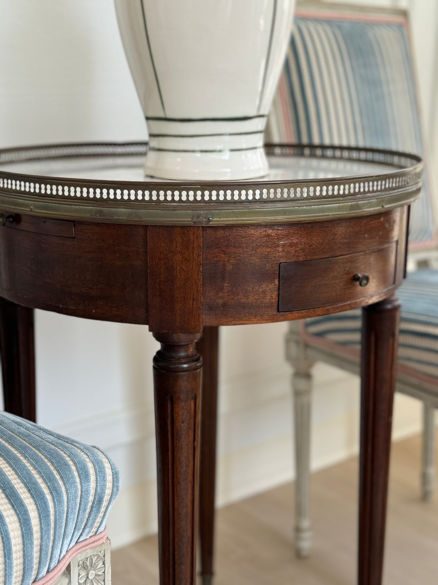 White Marble Top Bouillotte Table