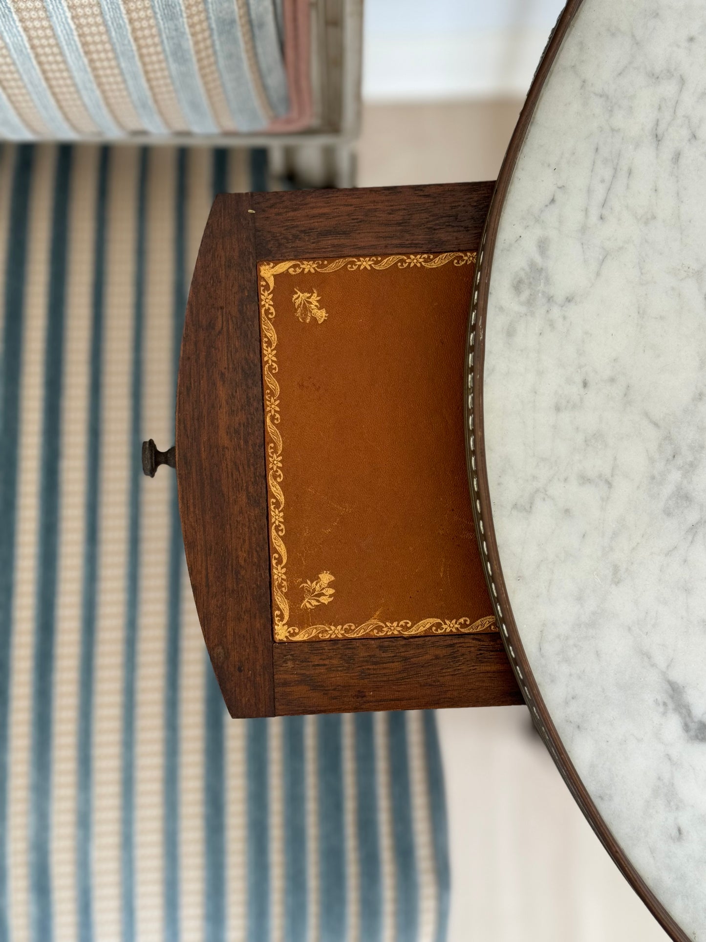 White Marble Top Bouillotte Table