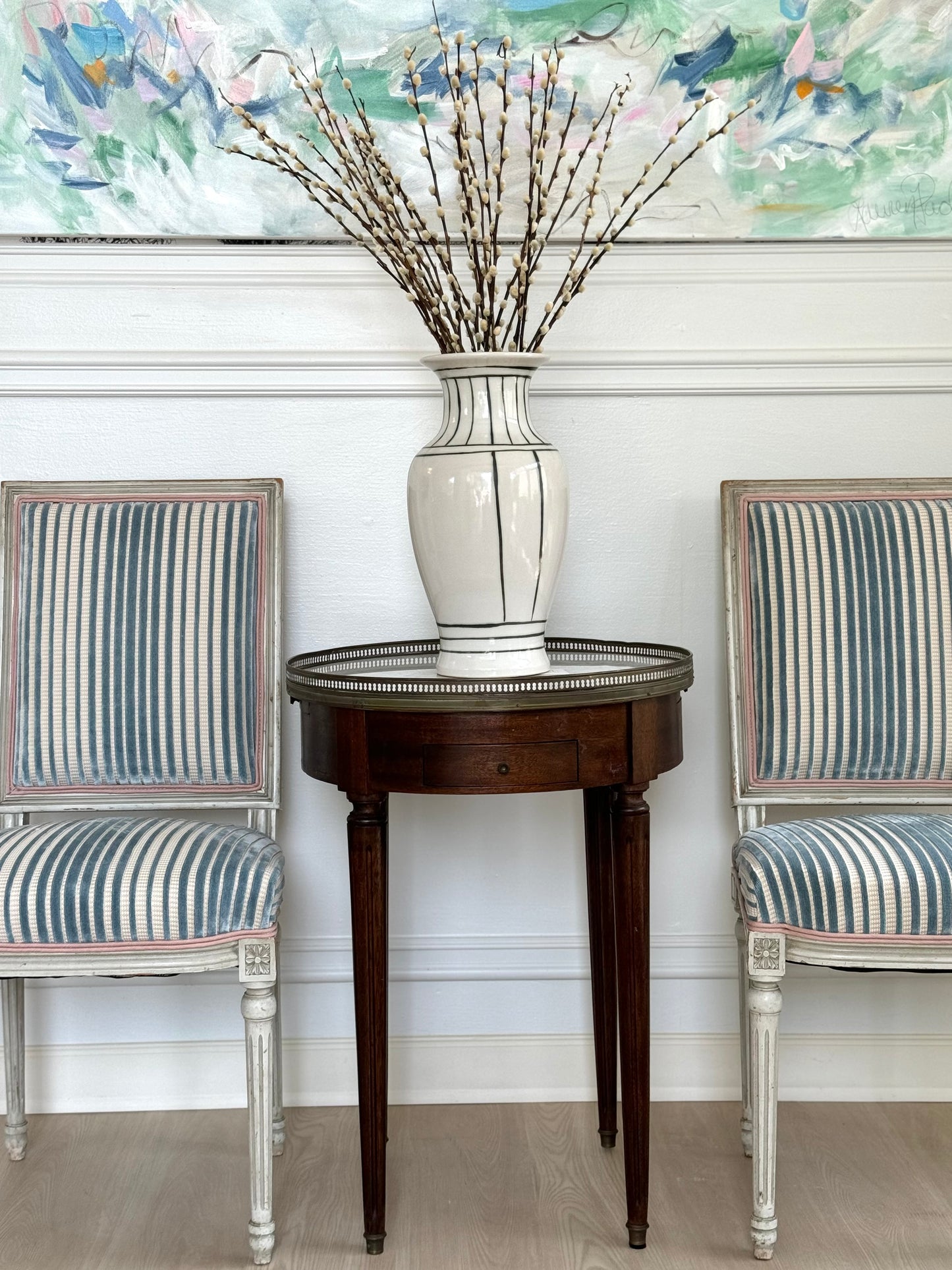 White Marble Top Bouillotte Table