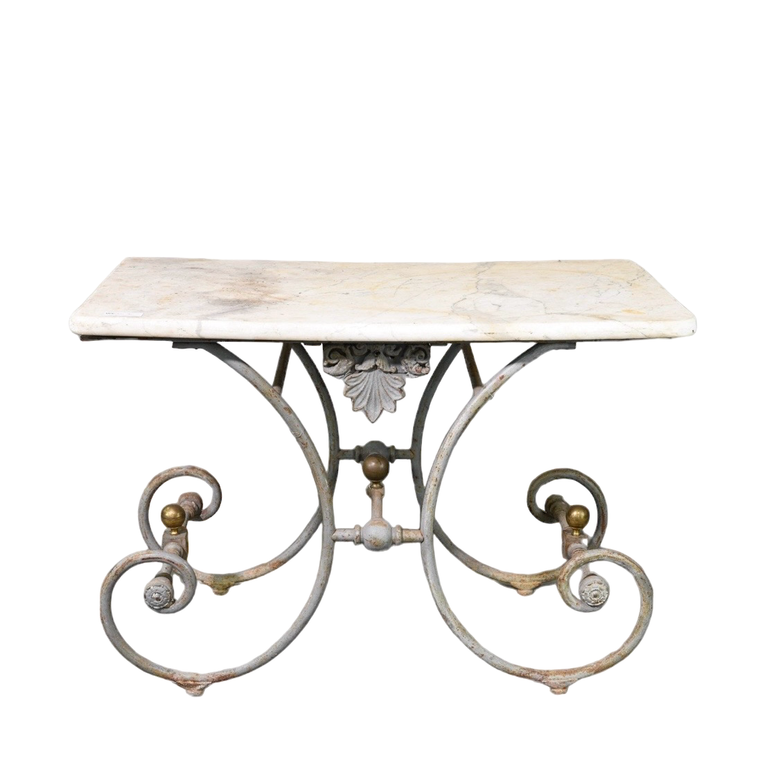 19th Century French Antique White Marble Top Pastry Table