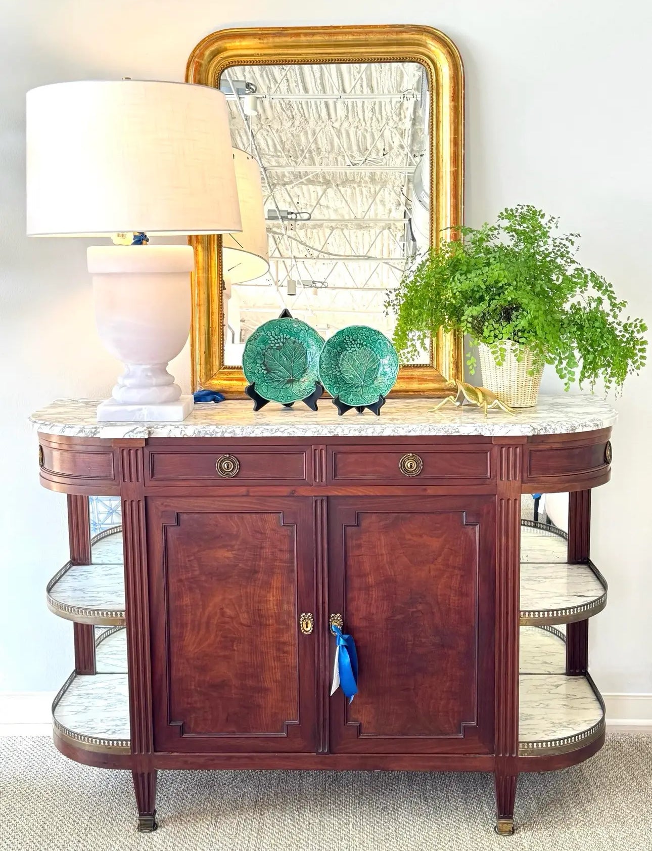 Louis XVI White Marble Top Buffet