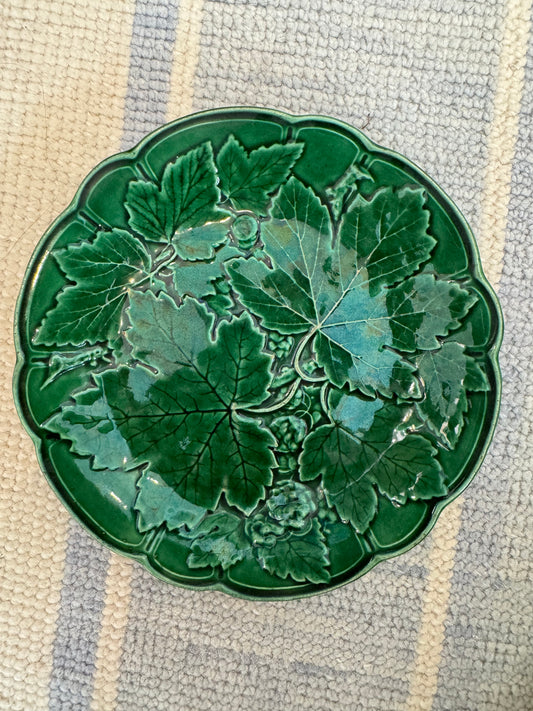 Green Majolica Blackberry Plate c. 1890