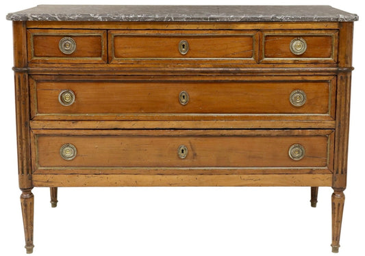 Louis XVI Gray Marble Top Commode