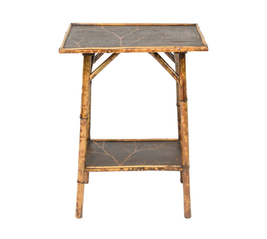 Vintage French Painted Bamboo Side Table